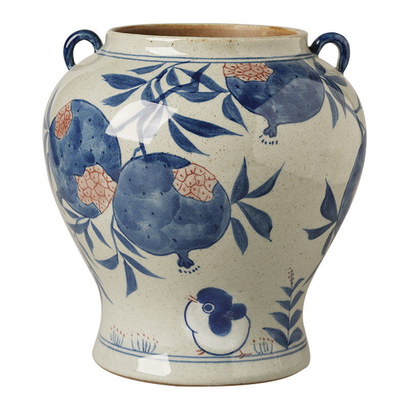 陶瓷摆件 仿古手工青花瓷将军罐盖罐 客厅家用装饰礼品花样瓷艺馆券1