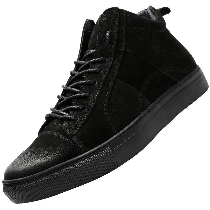 帕达索男鞋冬季新款真皮休闲高帮鞋男百搭板鞋黑色短靴潮81017