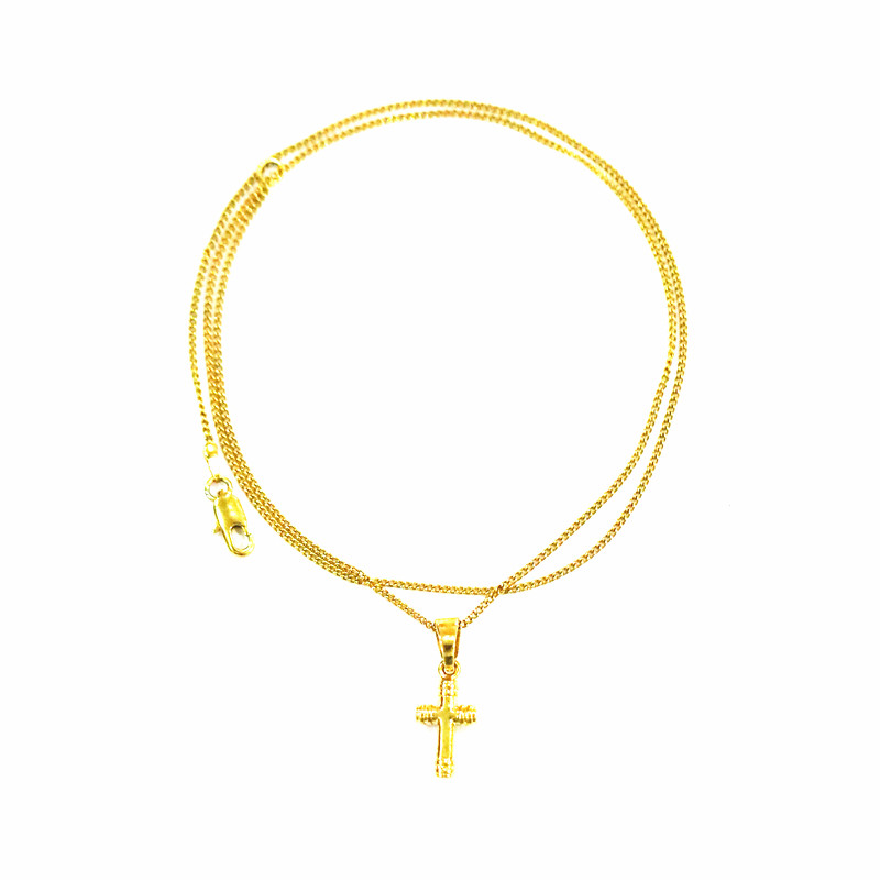 2021男女新款纯铜小款十字架夏季t桖百搭18k真金电镀配饰小项链
