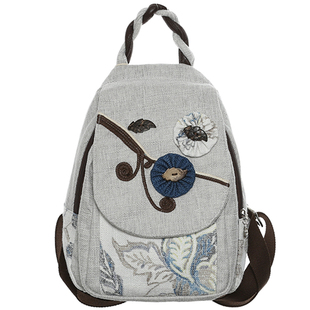 原创文艺布艺双肩包棉麻复古小清新帆布双肩民族包编织个性小背包 券