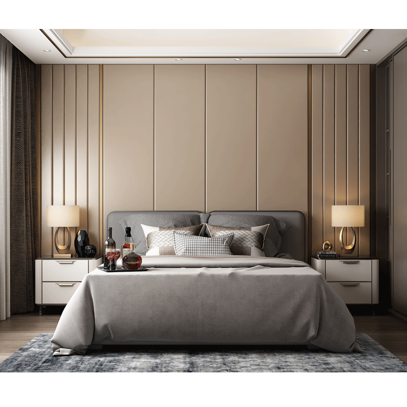 简约卧室硬包背景墙现代床头软包装饰电视沙发皮革立体墙面定制