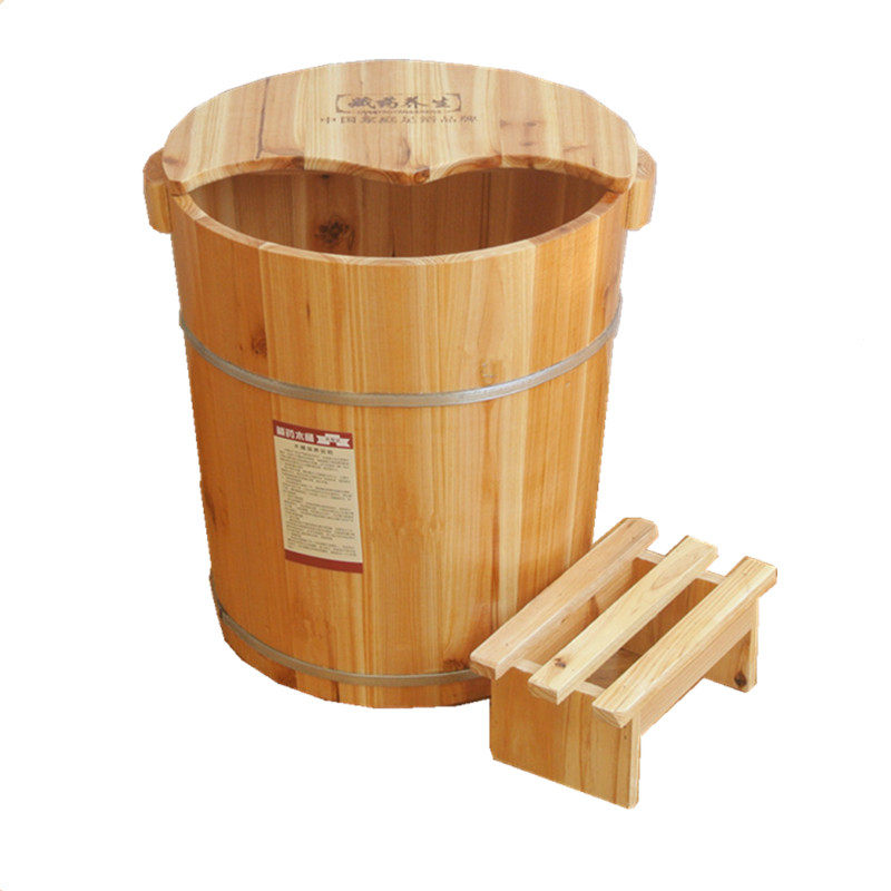 藏生堂藏奥堂40cm高家用杉木泡脚桶洗脚木桶加厚带盖足浴桶沐足桶