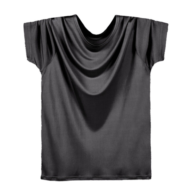 真丝t恤男圆领短袖桑蚕丝大码文化衫夏季运动汗衫睡衣休闲打底衫