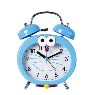 学生用超大铃声卡通机器猫小闹钟带夜灯卧室床头静音小闹钟创意钟