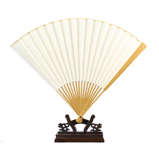 9寸玉竹扇子中国风直方头空白宣纸棕竹骨日式禅意古风文玩工艺扇