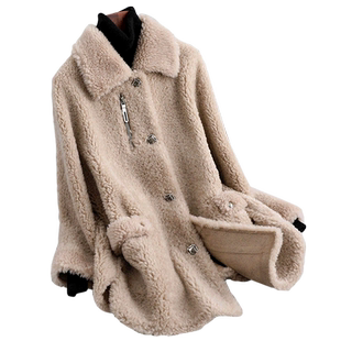 咔琦娜2019冬季新款羊毛皮草外套卡拉卷复合皮毛一体大衣女士短款