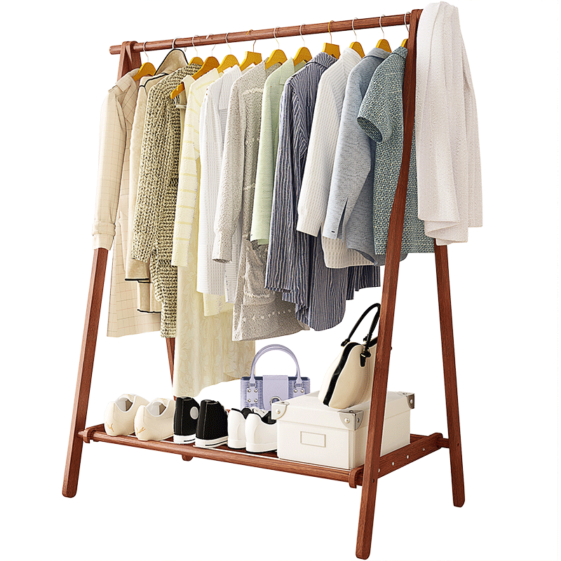 初木创意实木挂衣架简约现代卧室衣帽架落地家用衣服架子简易衣架