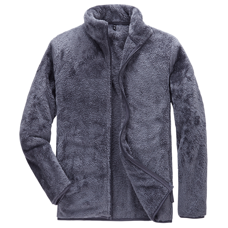 男士长绒摇粒绒冬季外套加绒保暖双面绒立领拉链开衫运动抓绒衣服