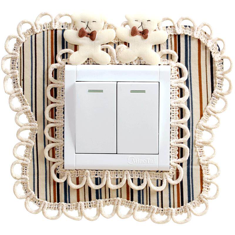 开关贴墙贴布艺双开开关保护套创意客厅卧室简约现代灯插座装饰套