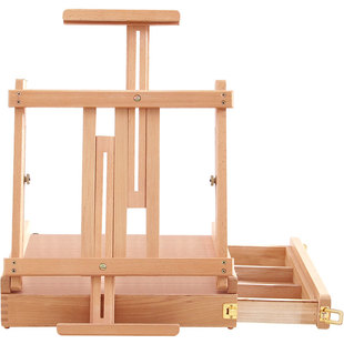 式儿童木制画板画架收纳多功能折叠便携写生户外木质画架工具箱升降