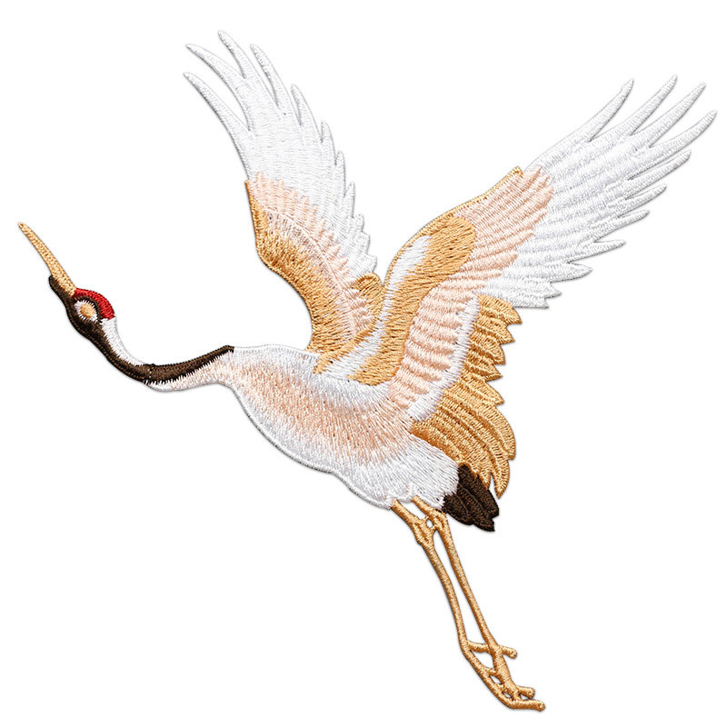 民族风刺绣仙鹤丹顶鹤布贴大小号衣服包包装饰补洞补丁贴无胶手缝