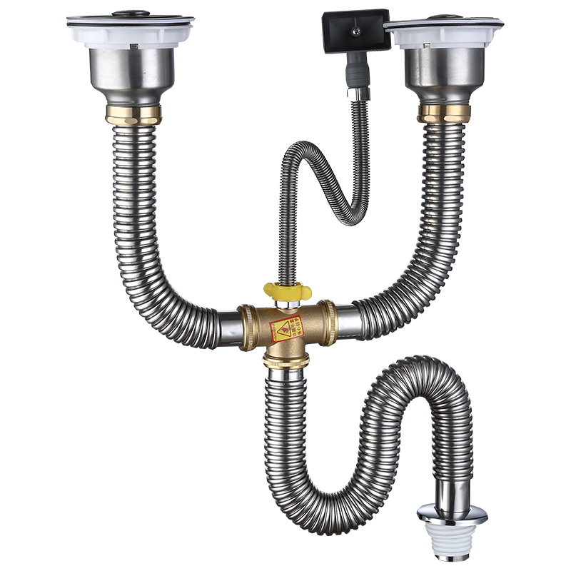 厨房不锈钢双槽洗菜盆下水管配件水池排水管洗碗池防臭套装通用型