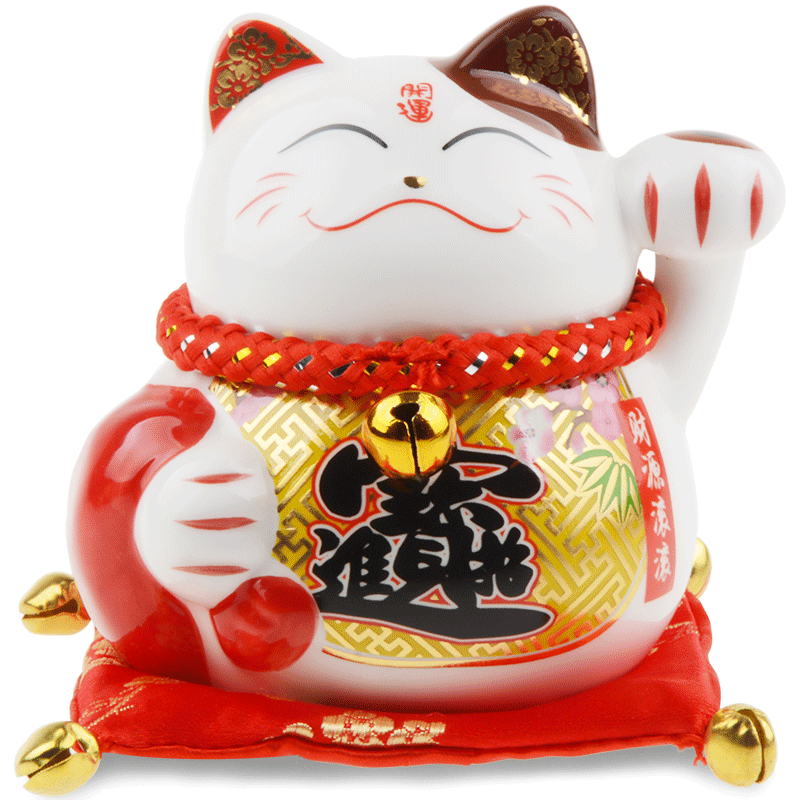 璞琪工坊招财猫摆件迷你陶瓷发财猫家居店铺开业创意礼品汽车摆件