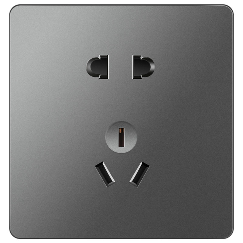 优狐86型家用五孔空调暗装插座墙壁式按键面板一开单双控灰色开关