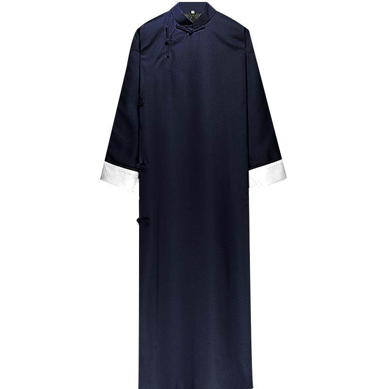 中国风中长款斜襟民国明制立领长衫男女相声大褂长袍马褂男伴郎服