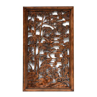 山水超值馨源木艺新中式中式木板画青山多娇画客厅挂画玄关过道木雕