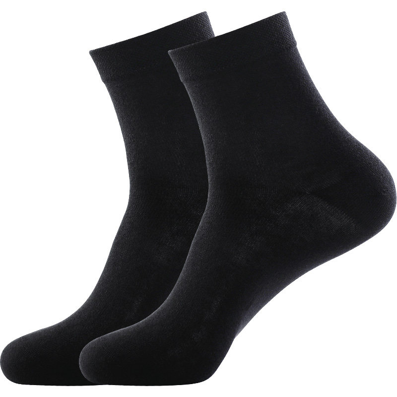 浪莎袜子男士纯棉中筒夏天全棉防臭吸汗夏季薄款抗菌长筒黑色男袜