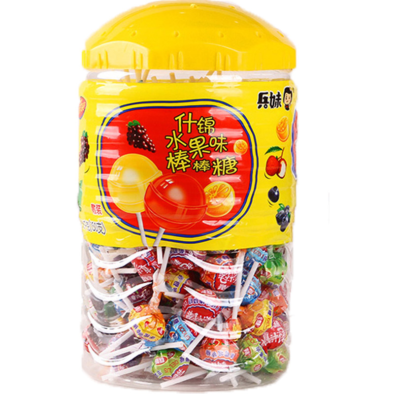 兵妹混合口味棒棒糖150支超大桶装儿童散/袋装零食装饰糖果整箱批