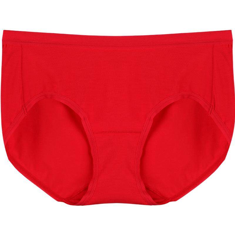 2条装stw本命年内裤女莫代尔大码中腰结婚喜庆牛年大红色三角裤 - stw