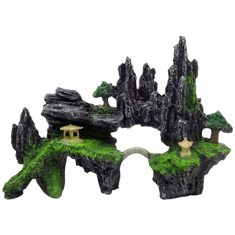 假山石头造景鱼缸装饰品树脂小假山摆件水族箱布景配件中小型用品