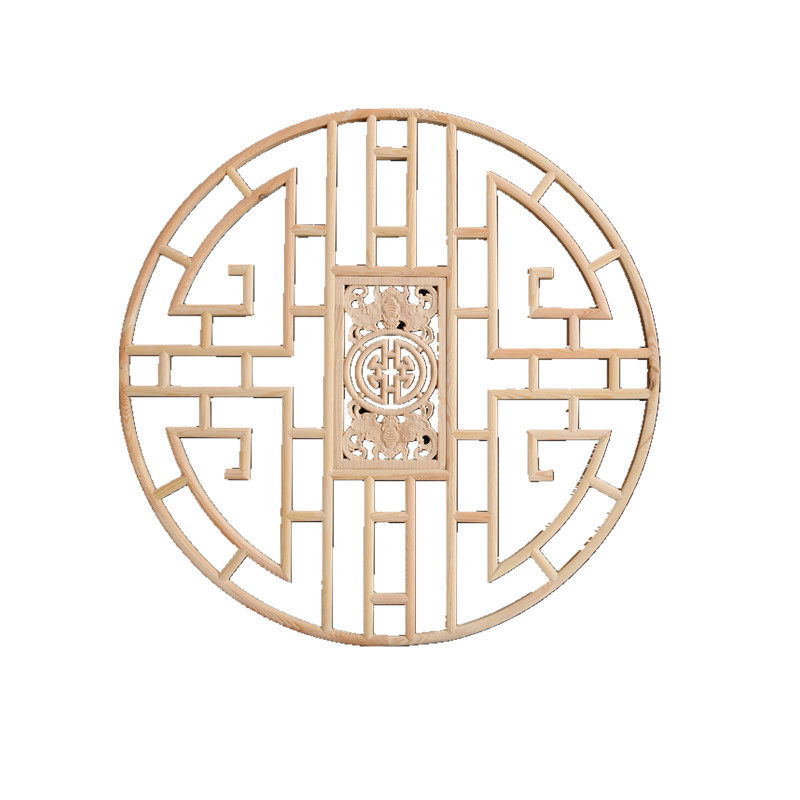 八角花格窗户东阳木雕仿古实木挂件中式装修灯罩吊顶圆形花窗镂空