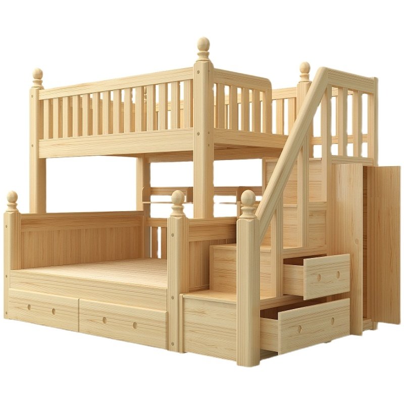 实木上下床双层床木床多功能高低床上下铺儿童床1.8松木下子母床