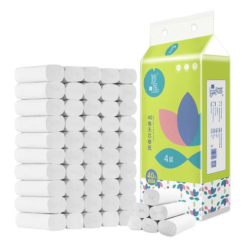 妙莲40卷卫生纸家用妇婴用纸批发实惠装卷纸巾无芯厕所卷筒纸手纸