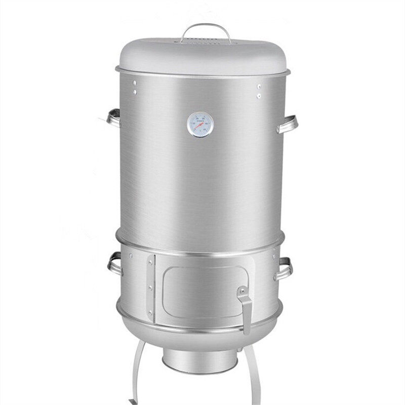 40宽多功能烧烤炉不锈钢圆桶木炭家用烧烤吊炉闷烤炉环保炉烤串炉