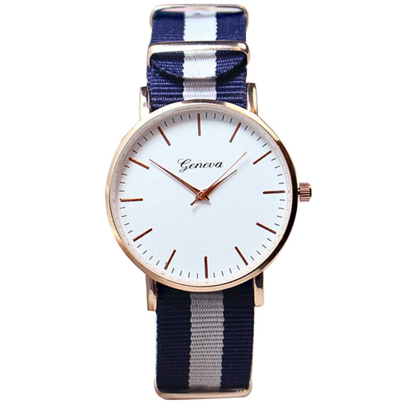 韩版简约潮流时尚帆布带手表男女中学生帆布表带尼龙带学生手表潮