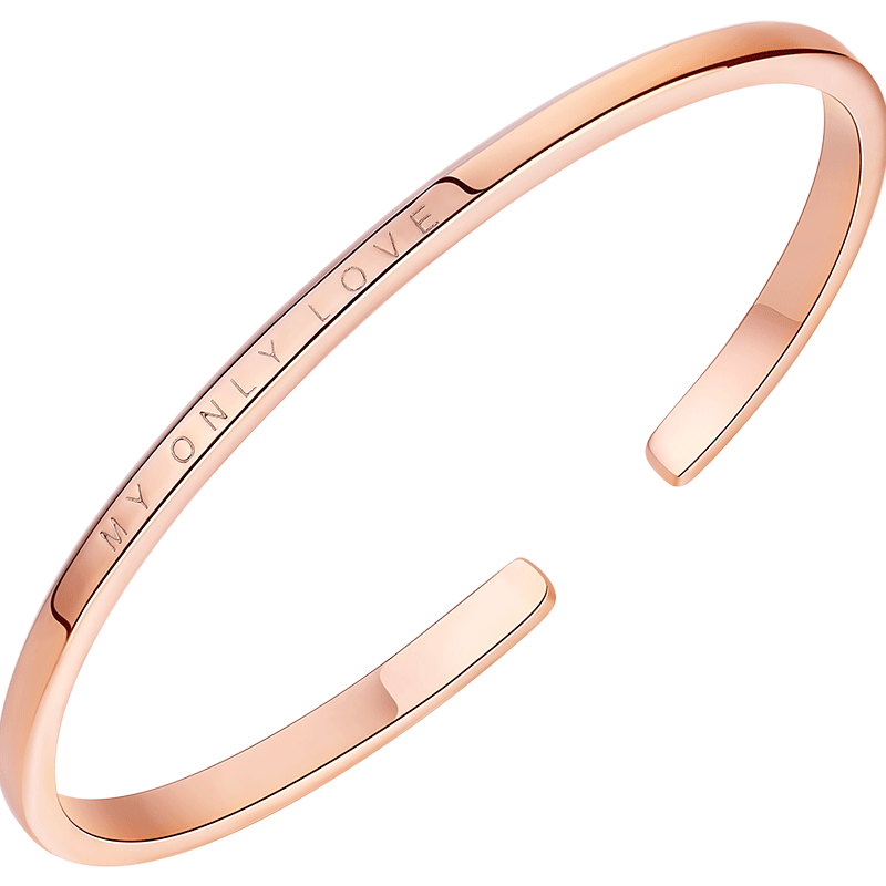 999纯银情侣手镯一对男女士玫瑰金设计闺蜜开口七夕礼物镯子dw