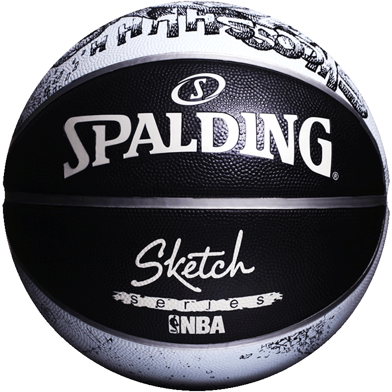 正品斯伯丁黑色篮球7号橡胶学生室外nba水泥地耐磨比赛儿童5女子6