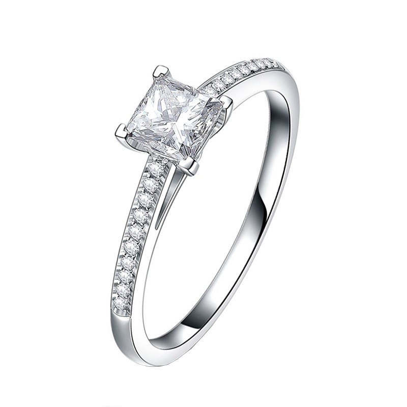 福大生80分公主方钻戒 垫形结婚钻戒 18k白金一克拉钻戒 异形钻戒