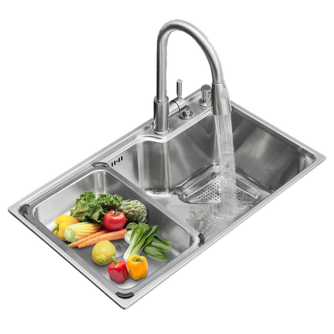 304厨房水槽不锈钢多功能洗菜盆单槽大号水池家用一体台下盆碗池