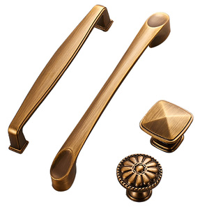 卡贝古铜色拉手 仿古门把手中式复古黄铜柜门衣柜橱柜 抽屉小拉手 券