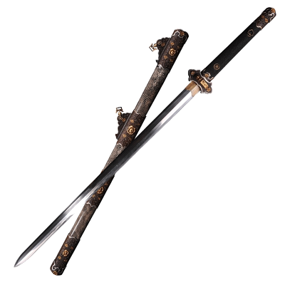鎏金银唐剑 唐横剑刀兵器花纹钢覆土烧刃宝剑长刀长剑日本未开刃