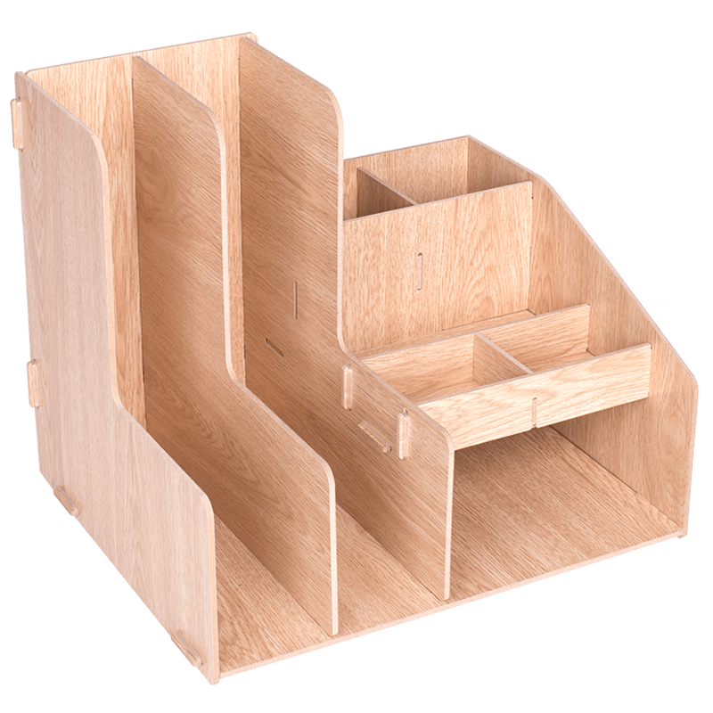 收纳盒资料整理架筐书架栏办公文具格子木纹书立架子多层文件夹收纳