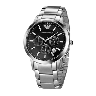armani阿玛尼正品手表男商务运动腕表银色钢带防水石英男表ar2434 券