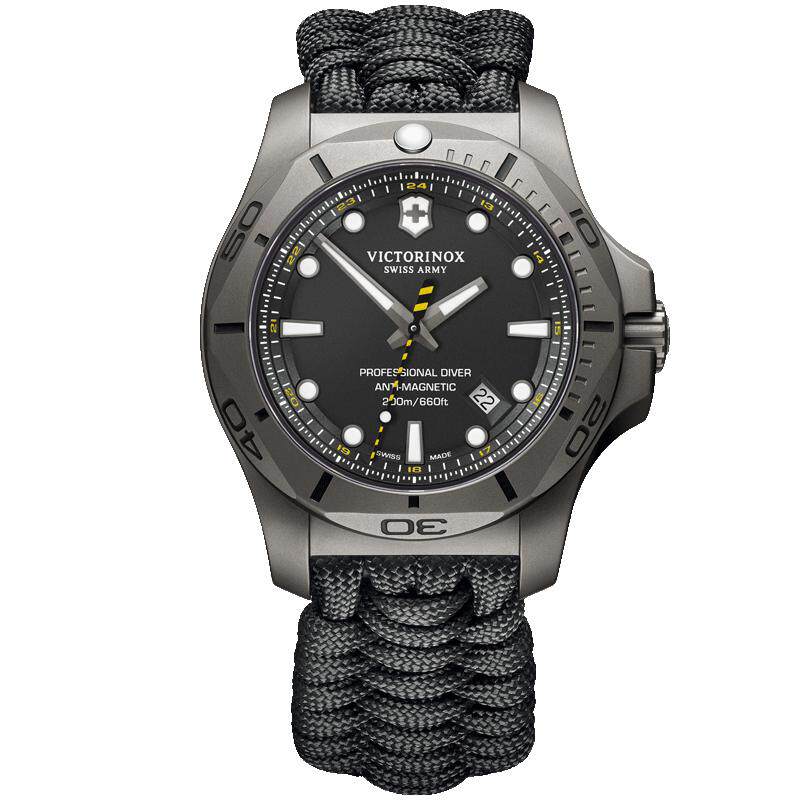 victorinox维氏瑞士军刀inox钛合金潜水伞绳表带夜光防水男士手表