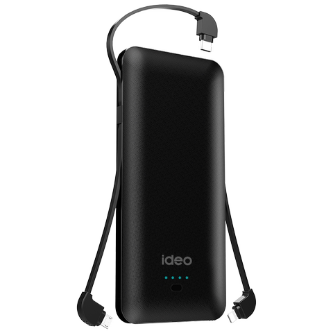 ideo超薄充电宝自带插头充电器小巧便携10000毫安大容量自带数据线