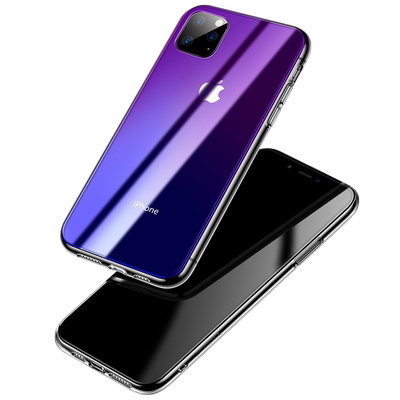 苹果11手机壳iphone11pro渐变紫色max玻璃高档ipohen十一x11套iphen
