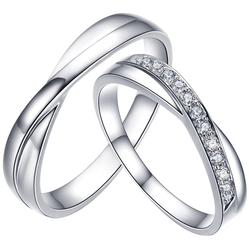 佐卡伊 轨迹 白18k金结婚对戒情侣钻戒订婚戒指钻石婚戒一对婚礼 - 佐