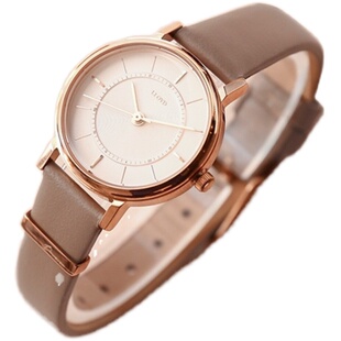 lloyd劳埃德正品手表女 环扣圆盘真皮手表小众腕表简约气质文艺风 券