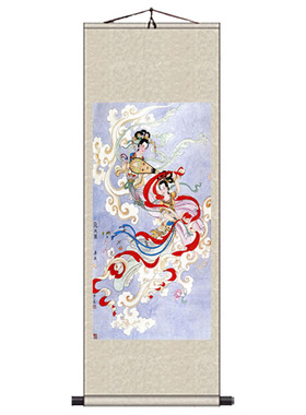 国画飞天仙女图风水仕女图酒店挂画