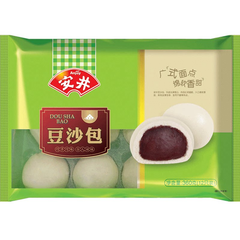 安井豆沙包360g12个红豆包子速冻食品儿童营养早餐速食点心馒头