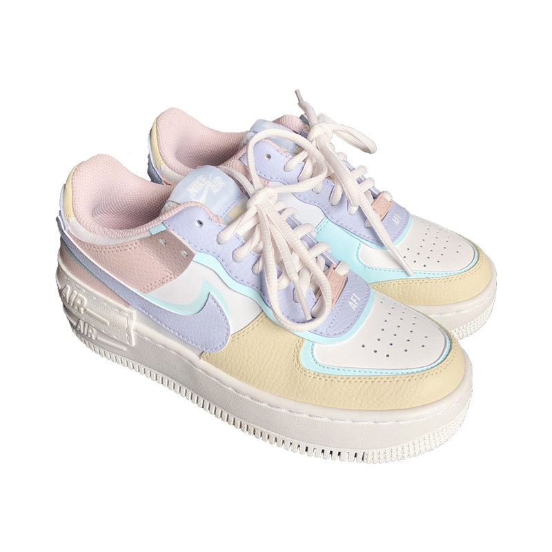 耐克nike air force 1 af1白粉蓝 紫勾马卡龙 解构空军一号女板鞋