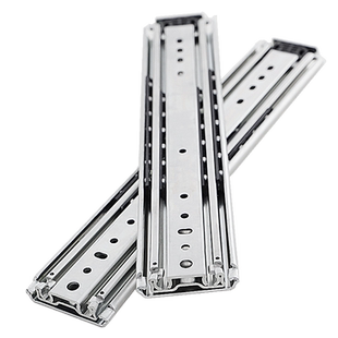 重型抽屉轨道53宽工业加厚加长导轨三节滑轨滑道承重阻尼缓冲自锁