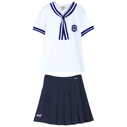 水手服套装学院风少女甜美可爱班服校服软妹夏季初中学生装两件套