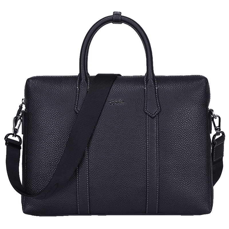 沙驰男包新款商务时尚真皮手提包男真皮公文包单肩斜跨牛皮包包
