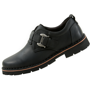 劳克士秋冬套脚休闲皮鞋头层牛皮英伦潮鞋个性真皮男鞋大头皮鞋子 券