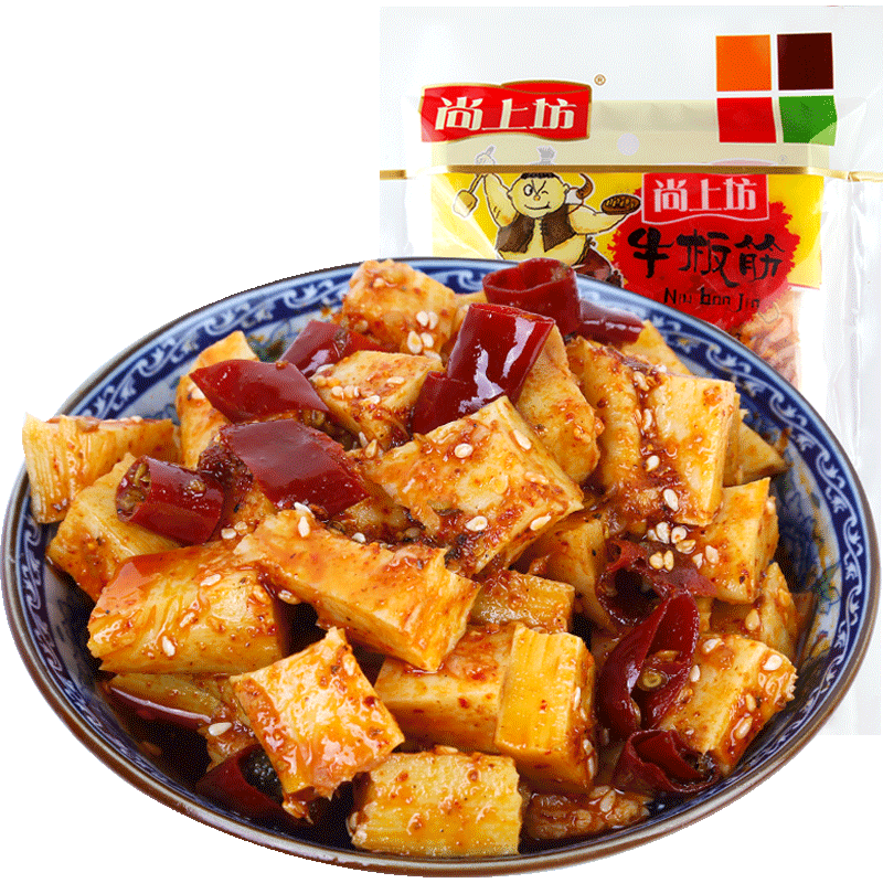 尚上坊牛板筋500g香辣牛板筋零食小吃独立真空包装散装称重